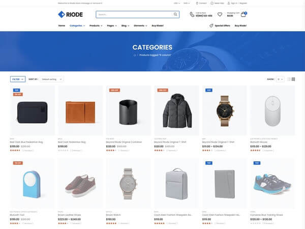 Riode html5 template shop grid 6cols