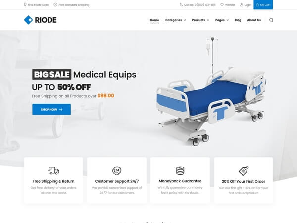 Riode react template medical