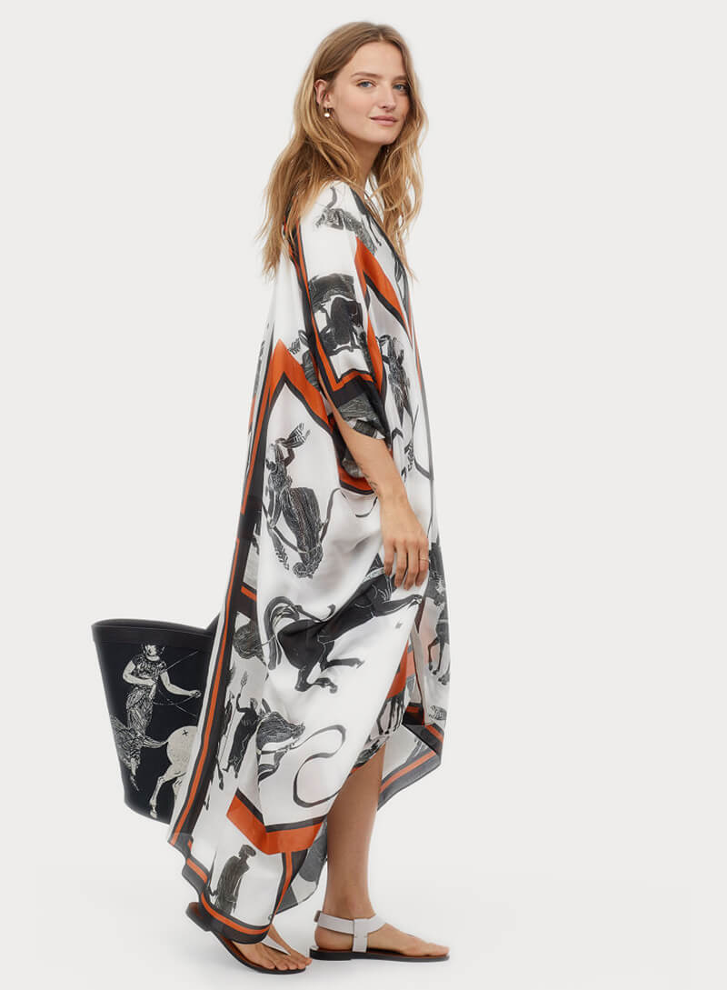 Silk-blend kaftan