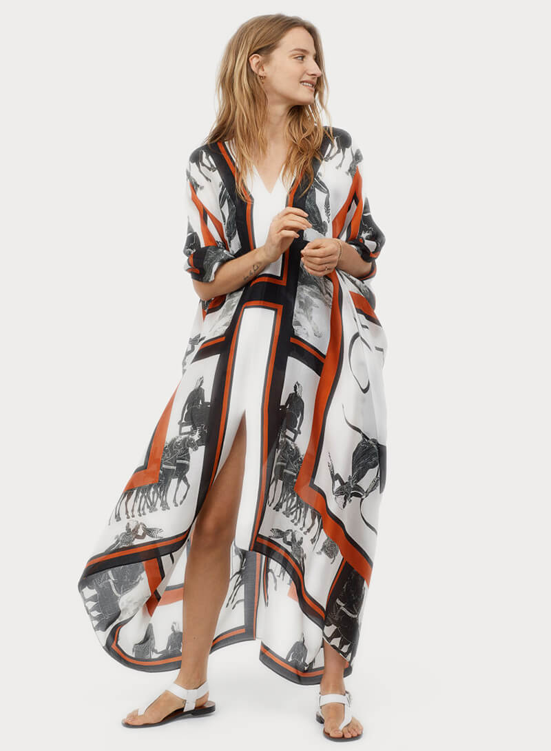 Silk-blend kaftan