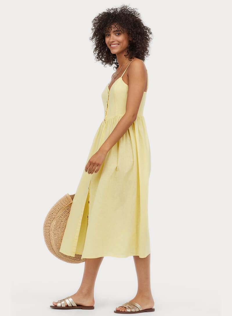 Linen-blend dress