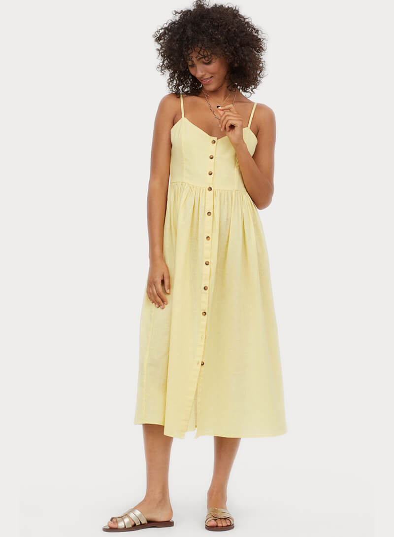 Linen-blend dress