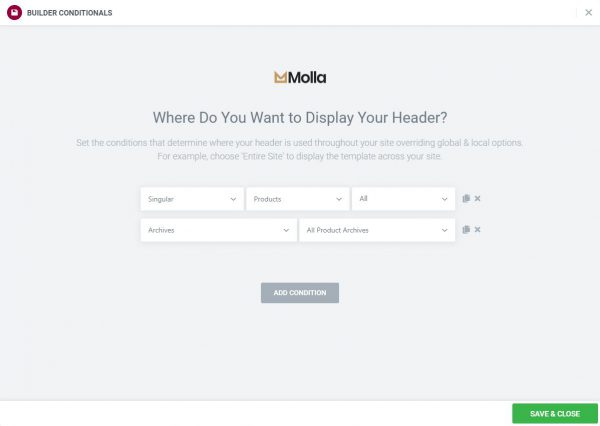 Display Conditions – Molla WordPress Documentation