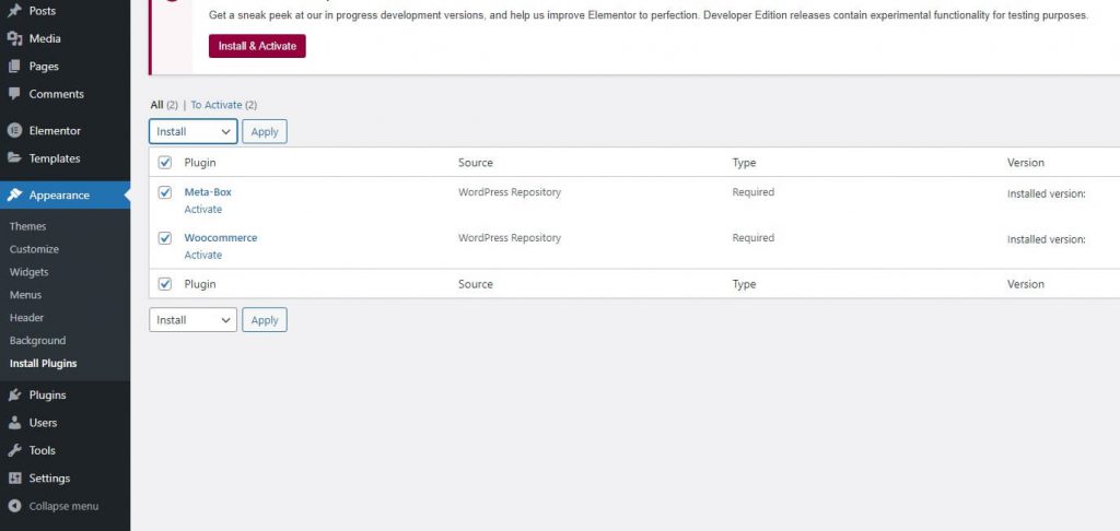 Activate Plugins
