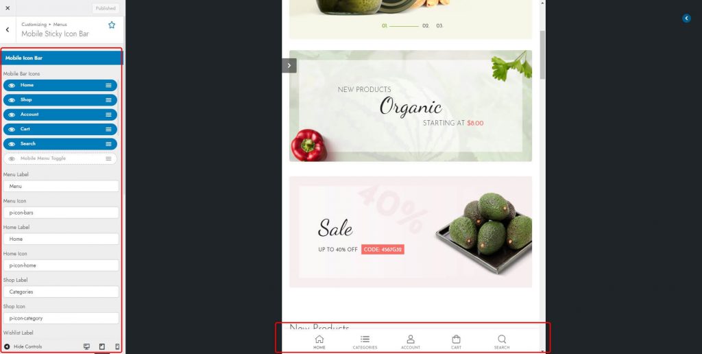 Sticky Icon Menu