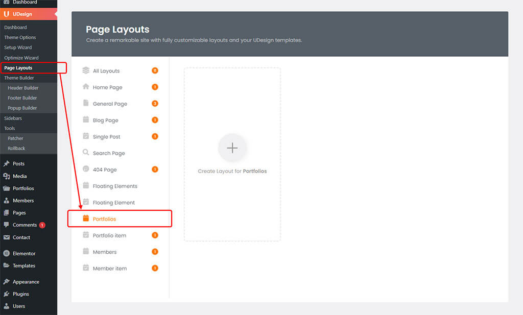 select layout category