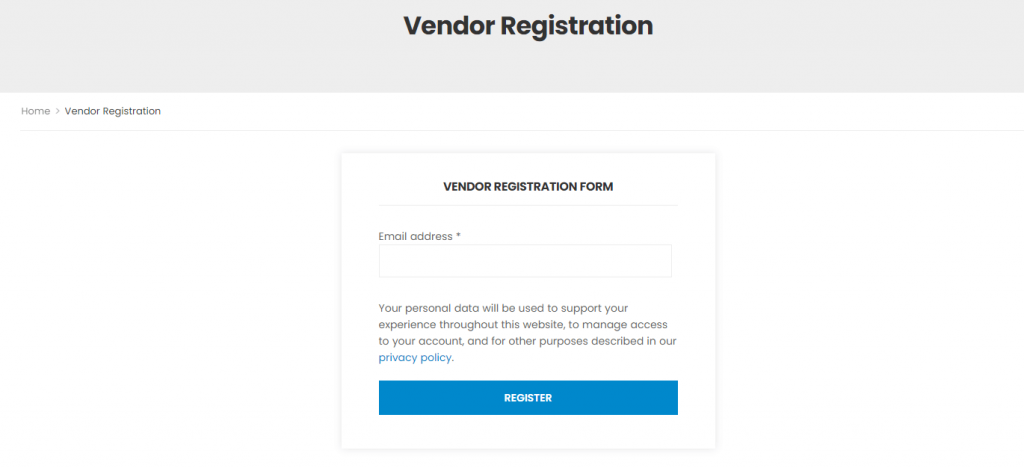 Vendor Register Form